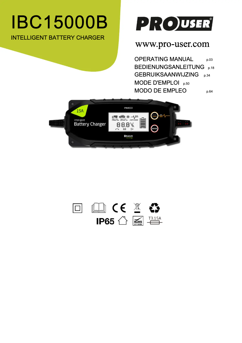 Page n°1 - Manuel utilisateur Pro-User IBC15000B