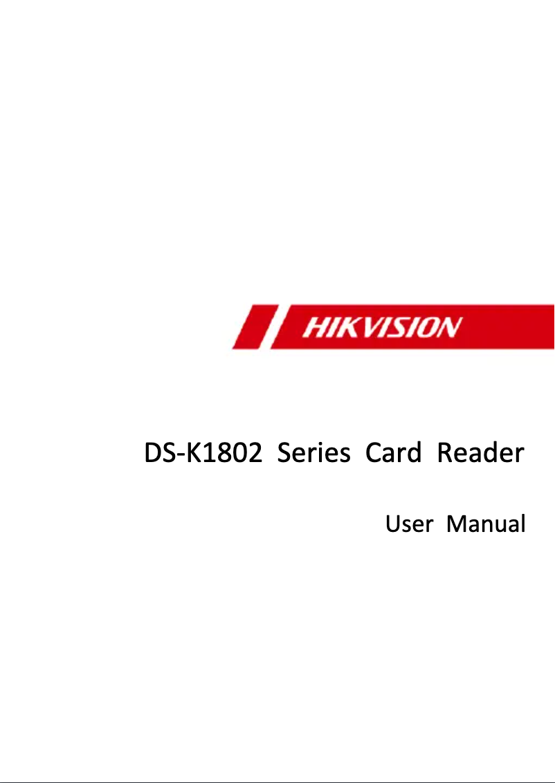 Page n°1 - Manuel utilisateur Hikvision DS-K1802EK