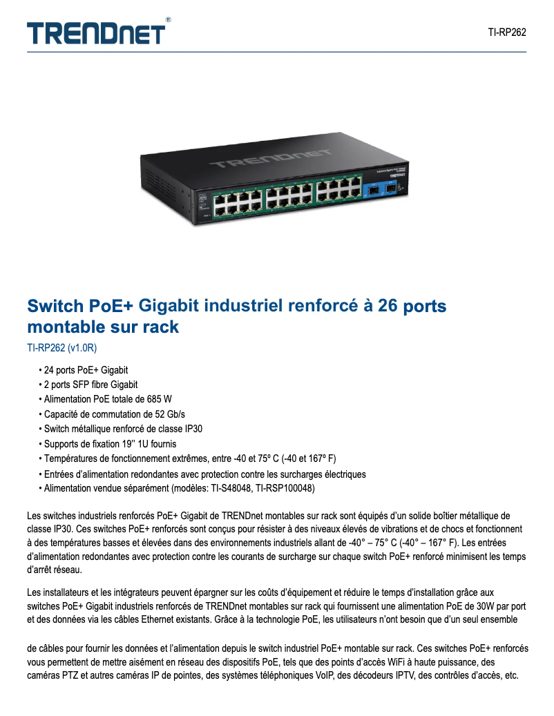 Image de la première page du manuel de l'appareil TI-RP262