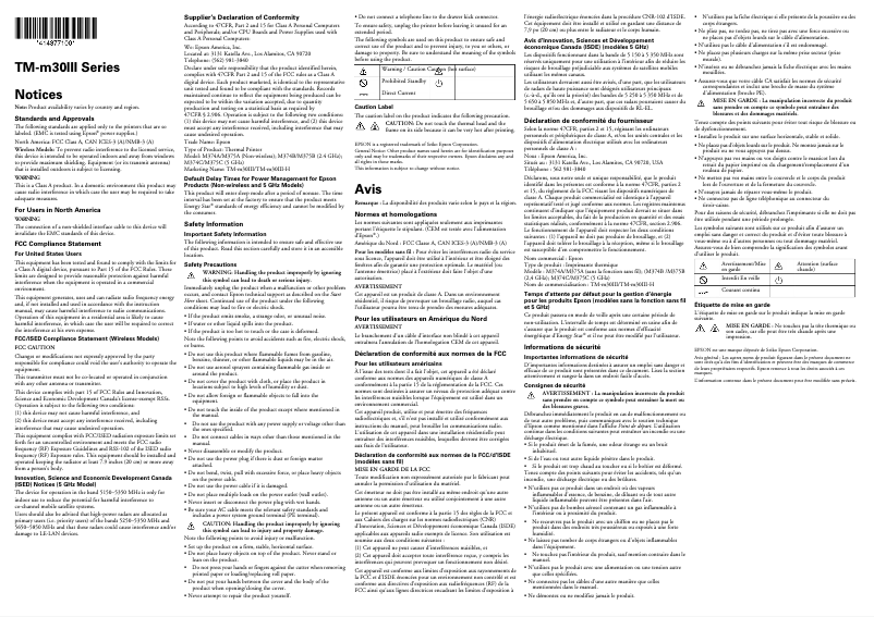 Page n°1 - Manuel utilisateur Epson TM-m30III