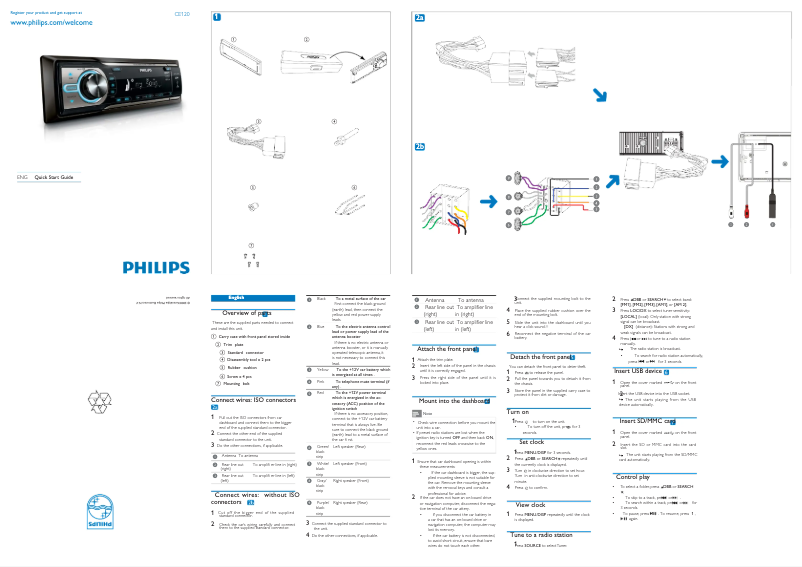 Page 1 de la notice Guide de démarrage rapide Philips CE120