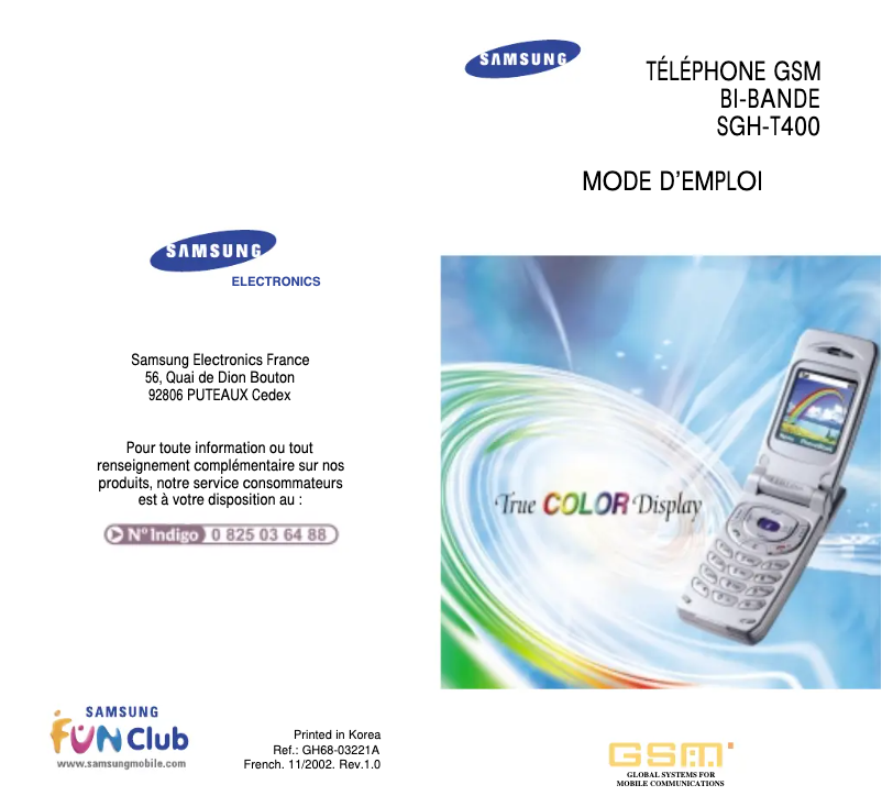 Page n°1 - Manuel utilisateur Samsung SGH-T400