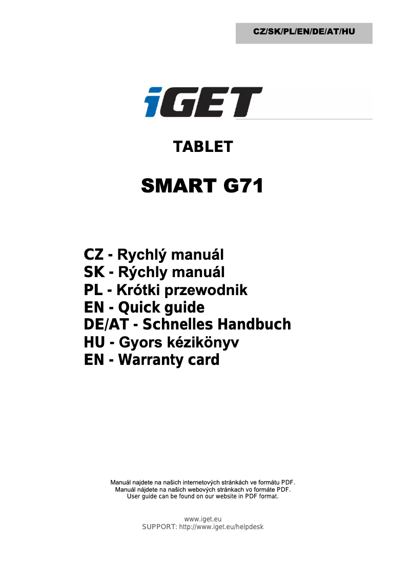 Page n°1 - Manuel utilisateur iGET G71
