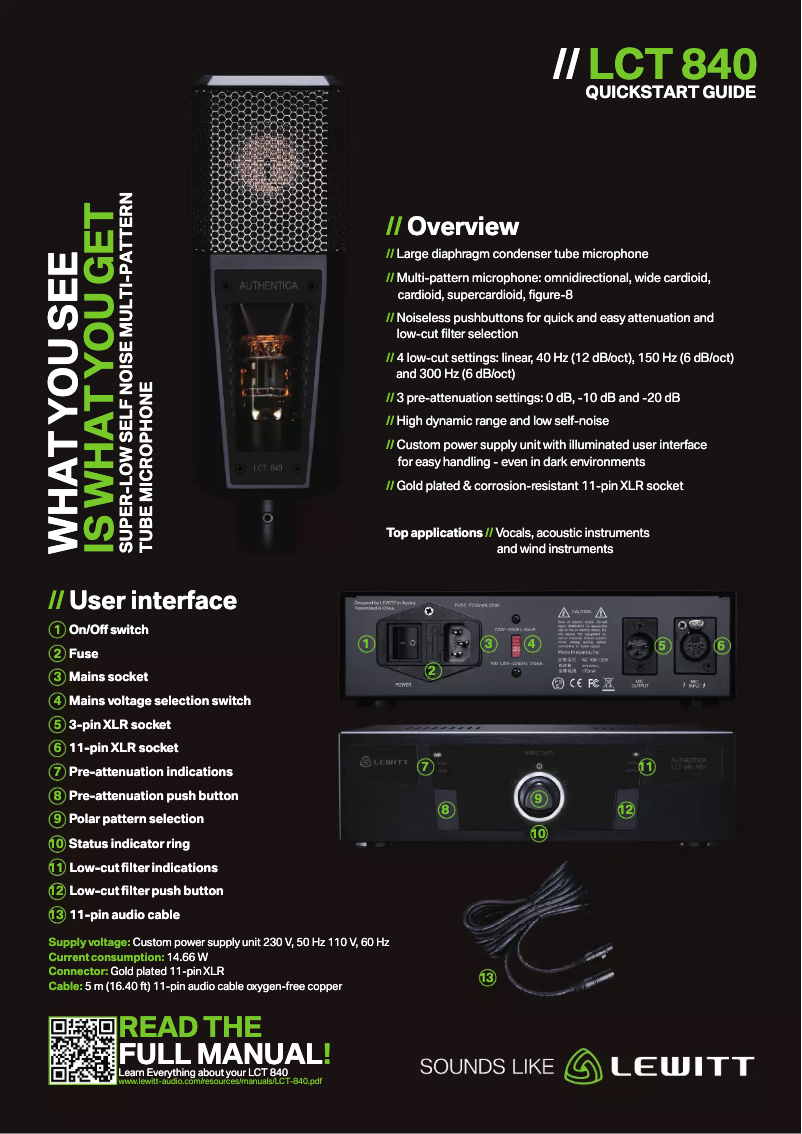 Page n°1 - Manuel utilisateur Lewitt LCT 840