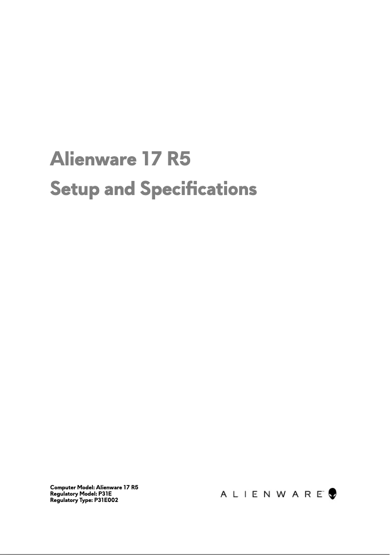 Page 1 de la notice Manuel utilisateur Alienware 17 R5