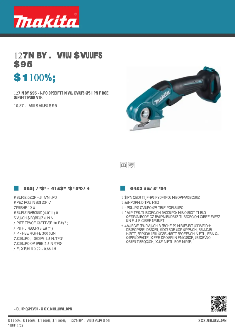 Página 1 del manual Ficha técnica Makita CP100D