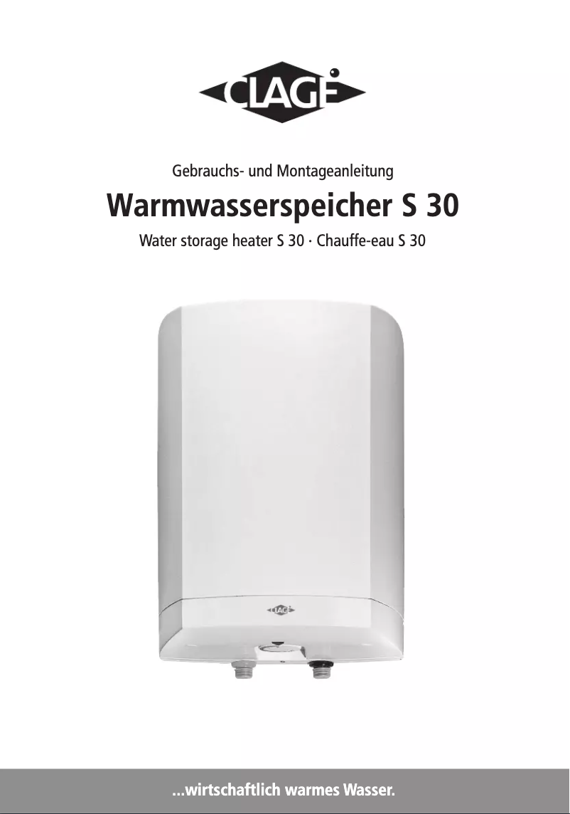 Page 1 de la notice Manuel utilisateur Clage S 30