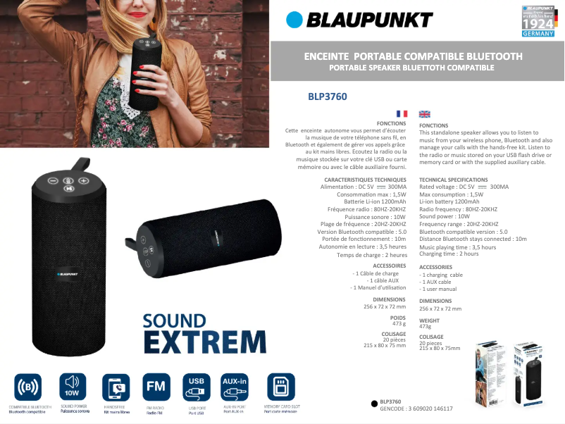 Página 1 del manual Manual de usuario Blaupunkt BLP3760