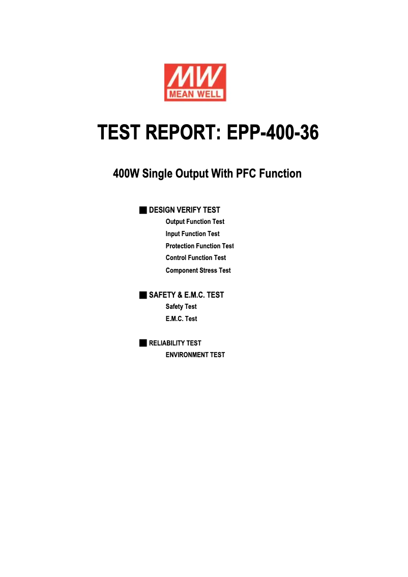 Page 1 de la notice Fiche technique Mean Well EPP-400-36