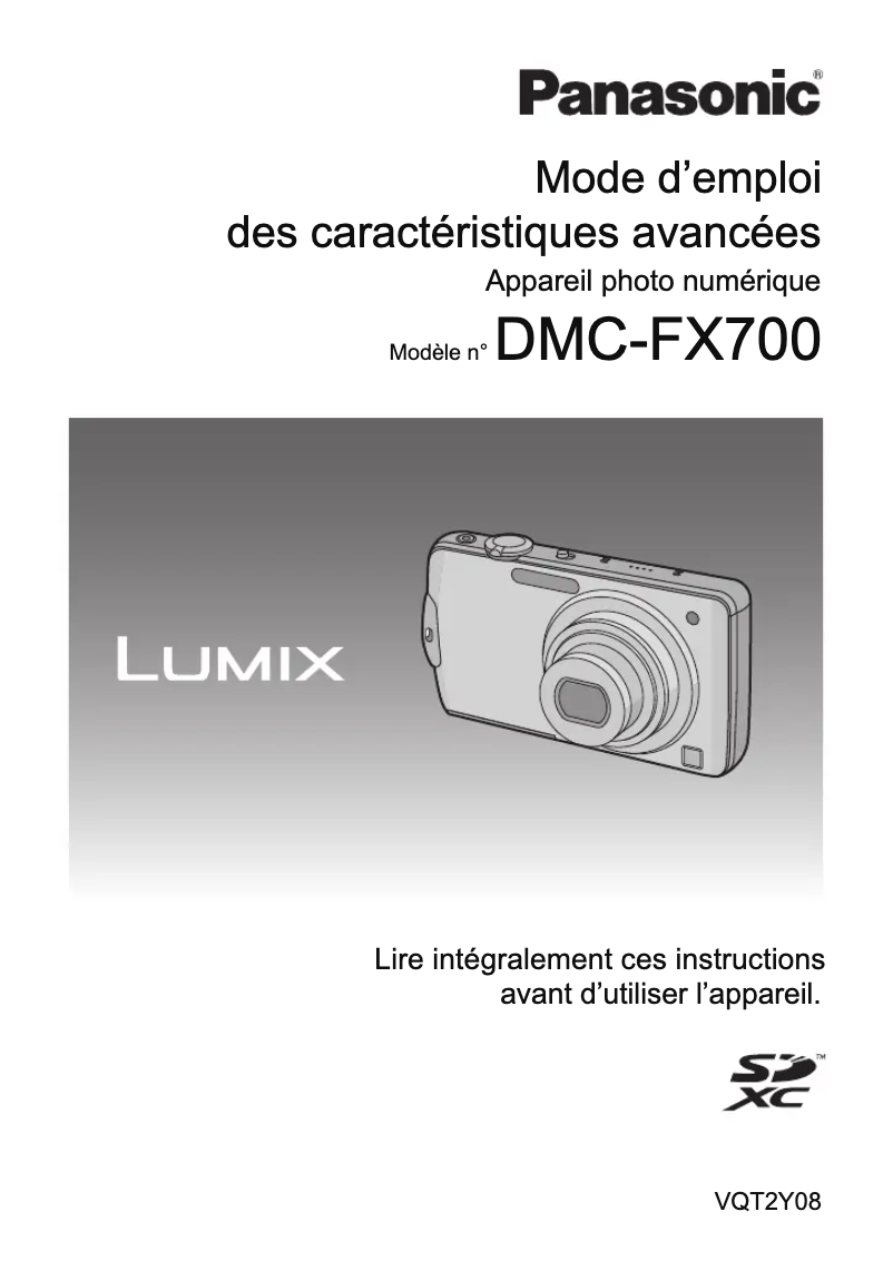Page 1 de la notice Manuel utilisateur Panasonic Lumix DMC-FX700