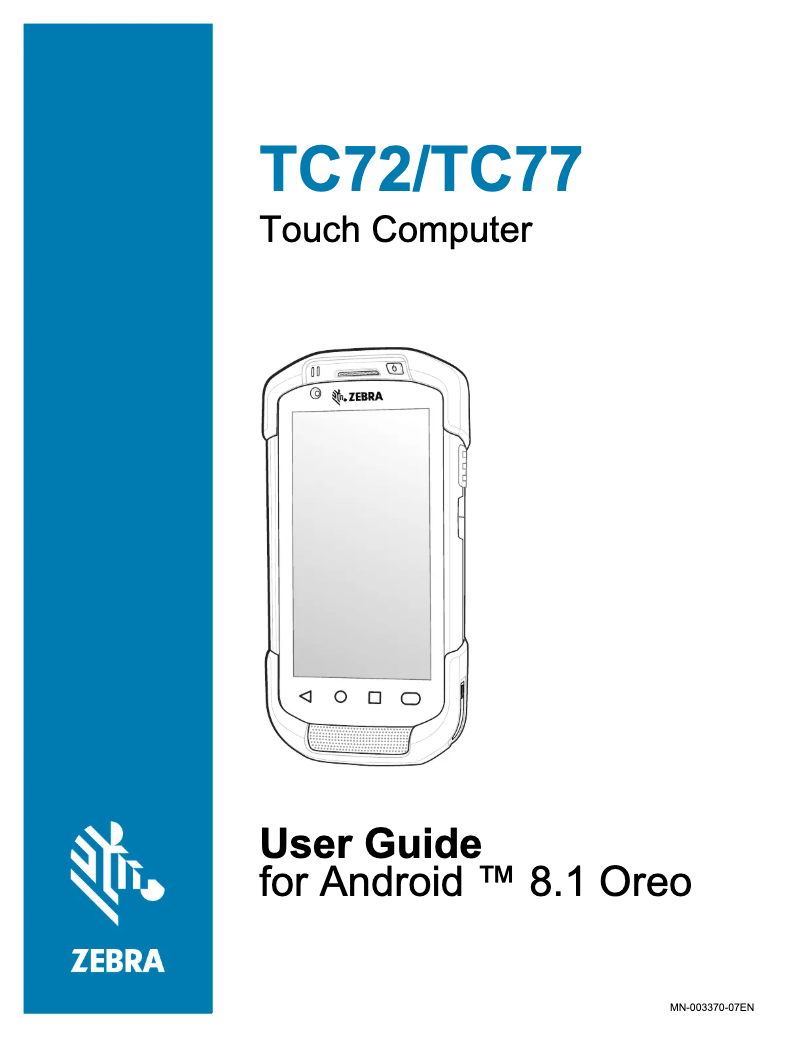 Page 1 de la notice Manuel utilisateur Zebra TC72