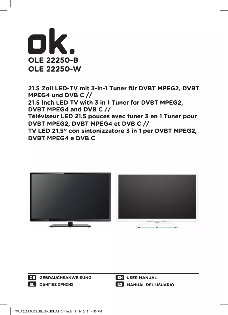 Page n°1 - Manuel utilisateur OK OLE 22250-W