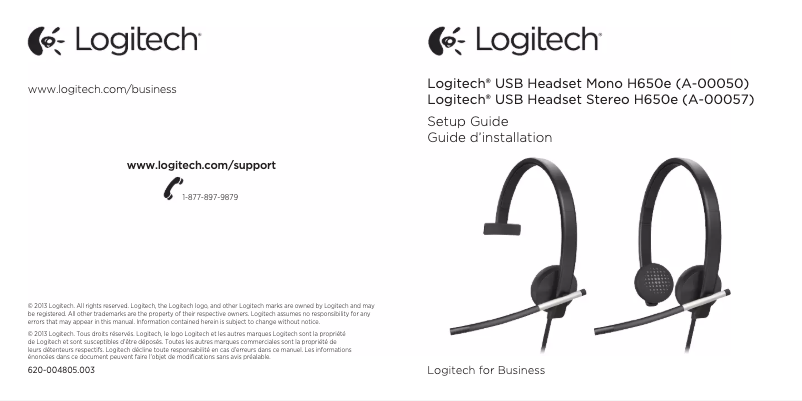 Page 1 de la notice Manuel utilisateur Logitech H650e