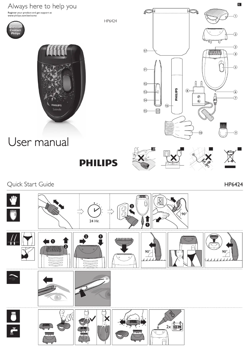 Image de la première page du manuel de l'appareil Satinelle HP6424
