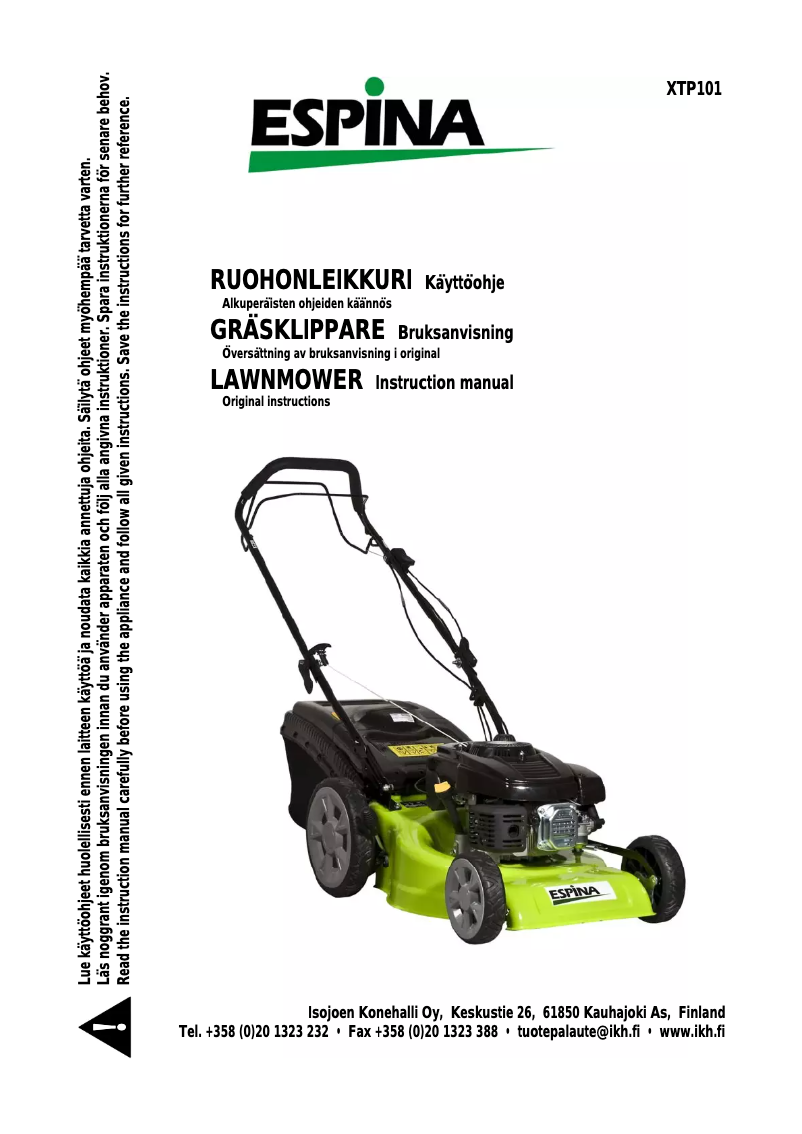 Page n°1 - Manuel utilisateur Espina XTP101