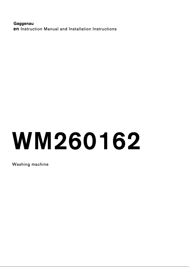 Image de la première page du manuel de l'appareil WM260162