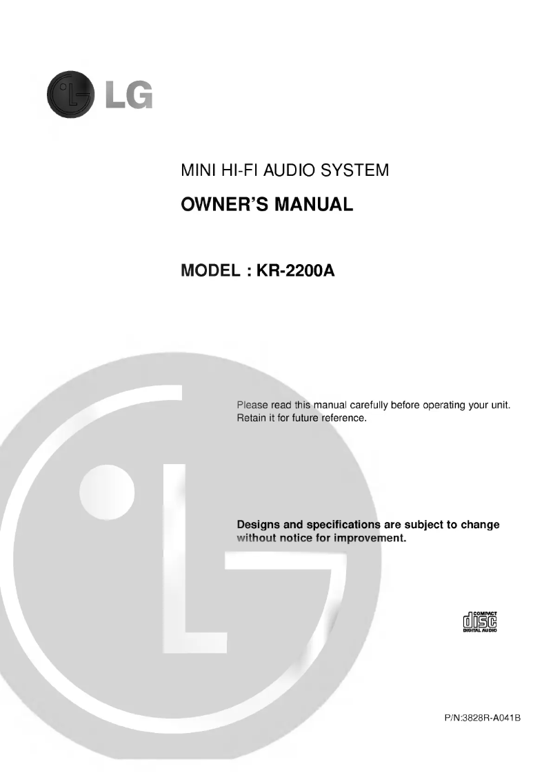 Page n°1 - Manuel utilisateur LG FFH-2020A