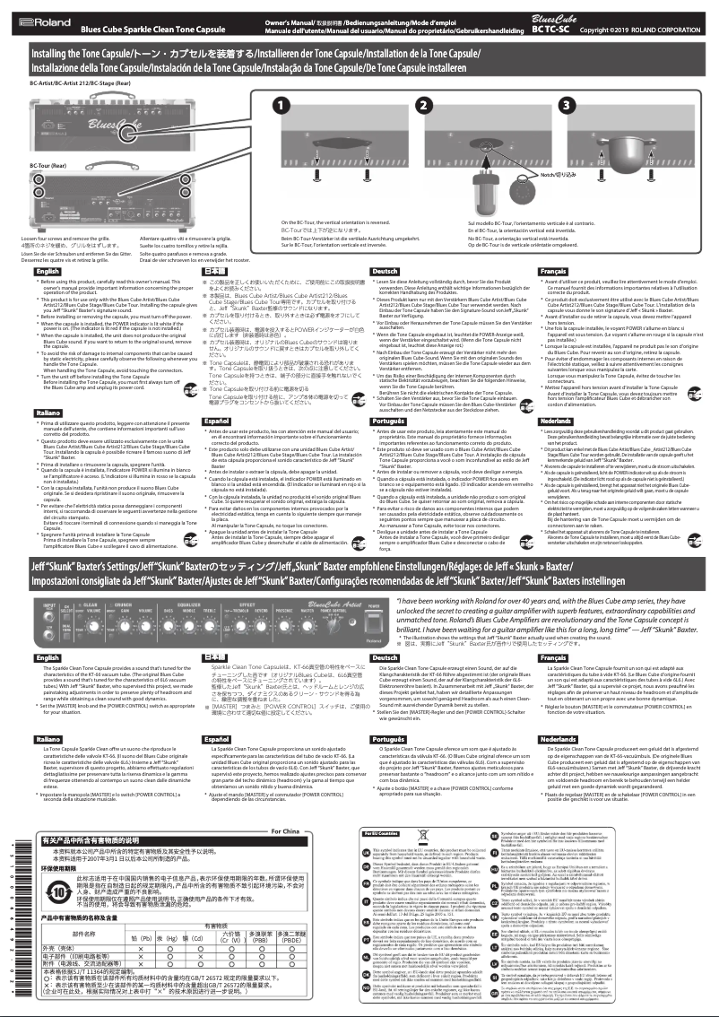 Image de la première page du manuel de l'appareil Blues Cube Sparkle Clean Tone Capsule