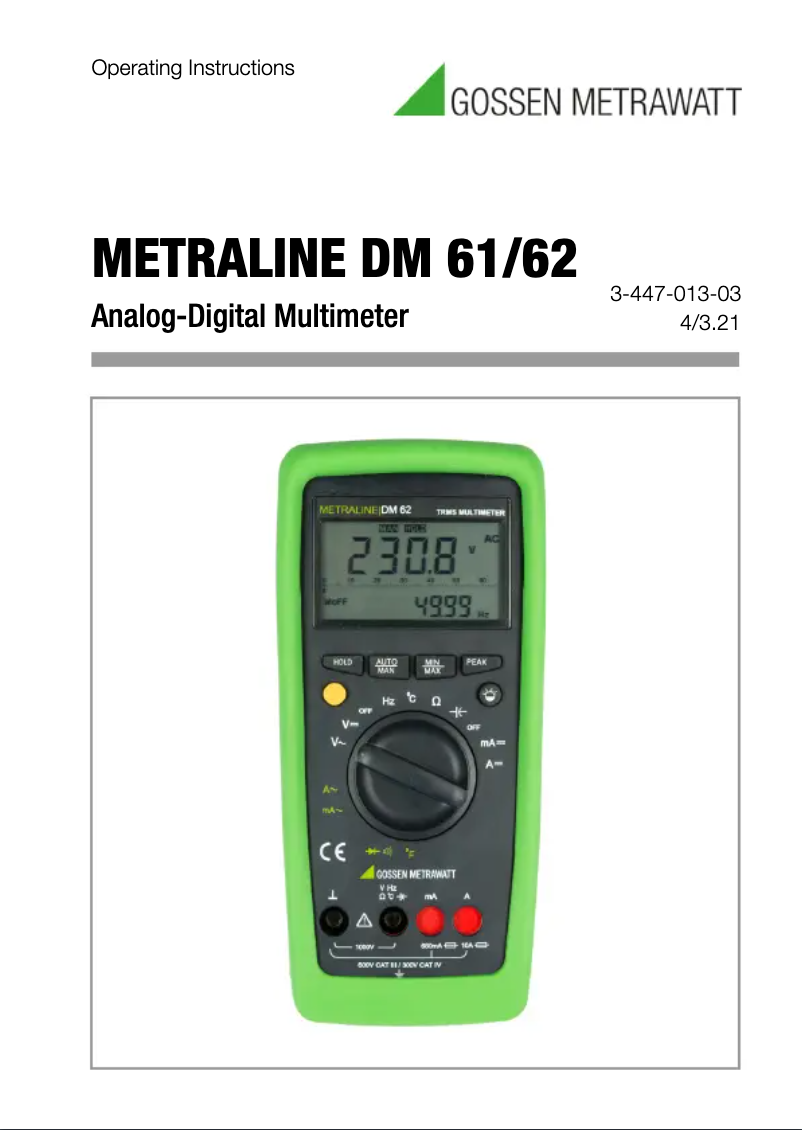 Página 1 del manual Manual de usuario Gossen Metrawatt Metraline DM 61