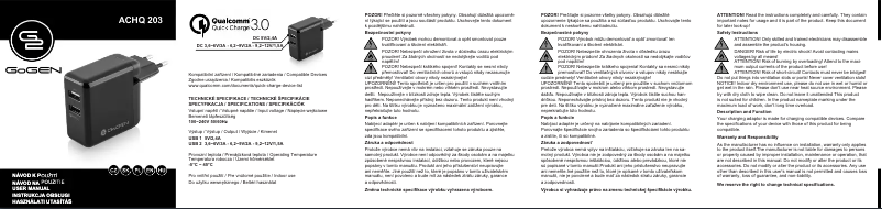 Page 1 de la notice Manuel utilisateur GoGen ACHQ 203