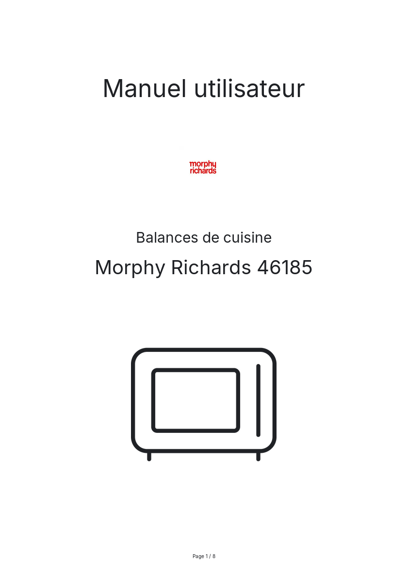 Page n°1 - Manuel utilisateur Morphy Richards 46185