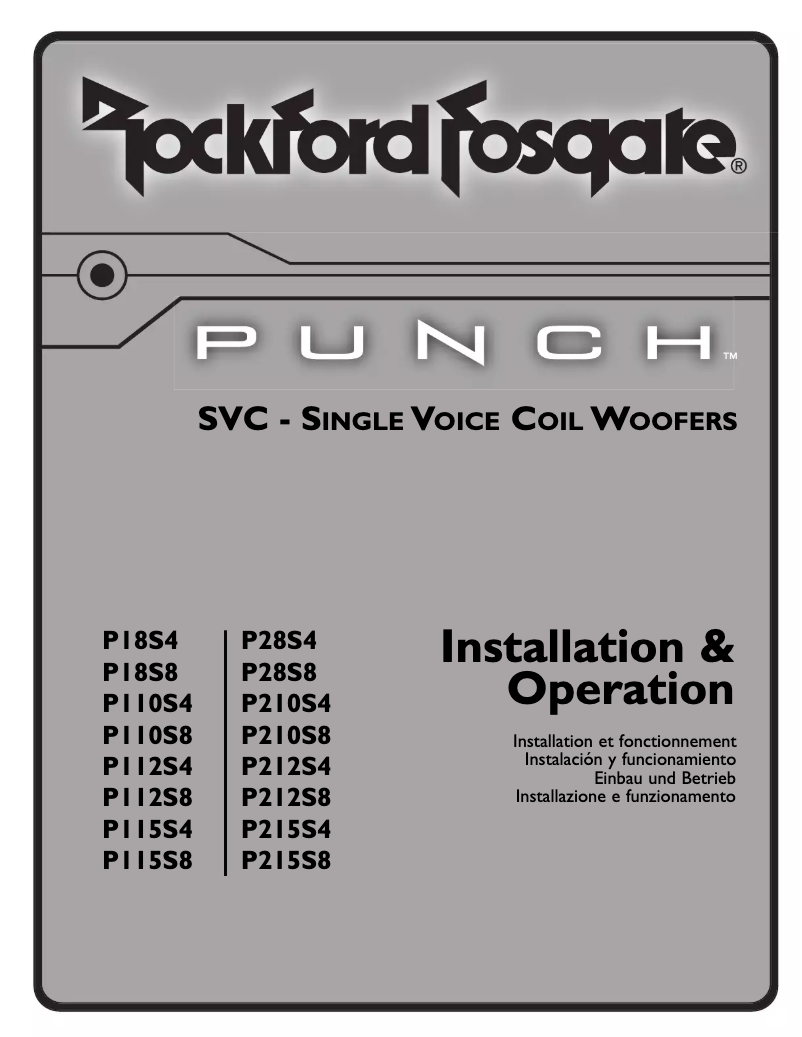 Page n°1 - Manuel utilisateur Rockford Fosgate Punch P215S4