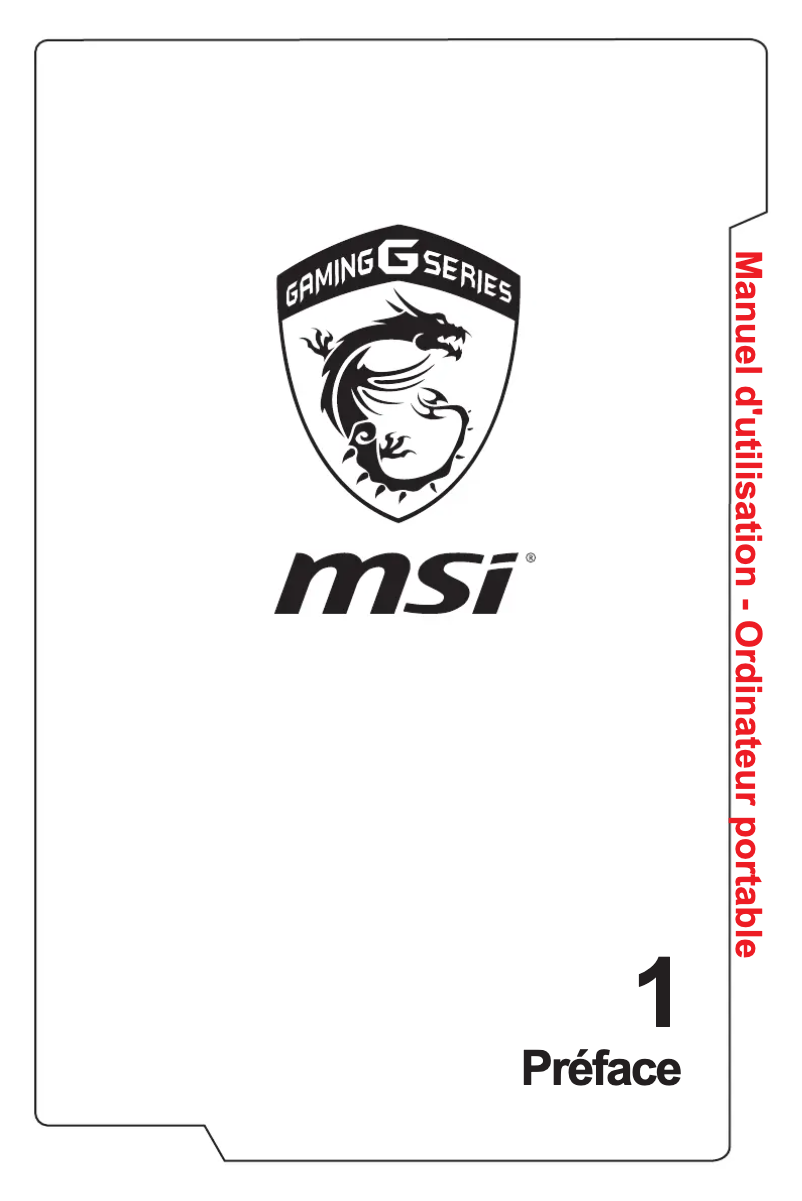 Page 1 de la notice Manuel utilisateur MSI Gaming GT83VR 6RE