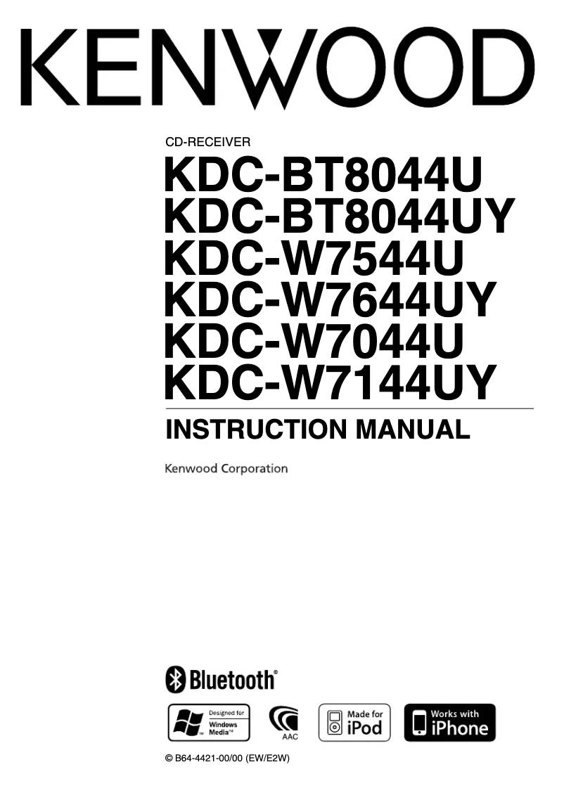 Page n°1 - Manuel utilisateur Kenwood KDC-W7644UY