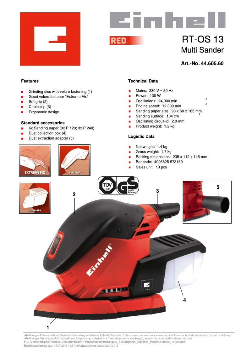 Image de la première page du manuel de l'appareil RT-OS 13