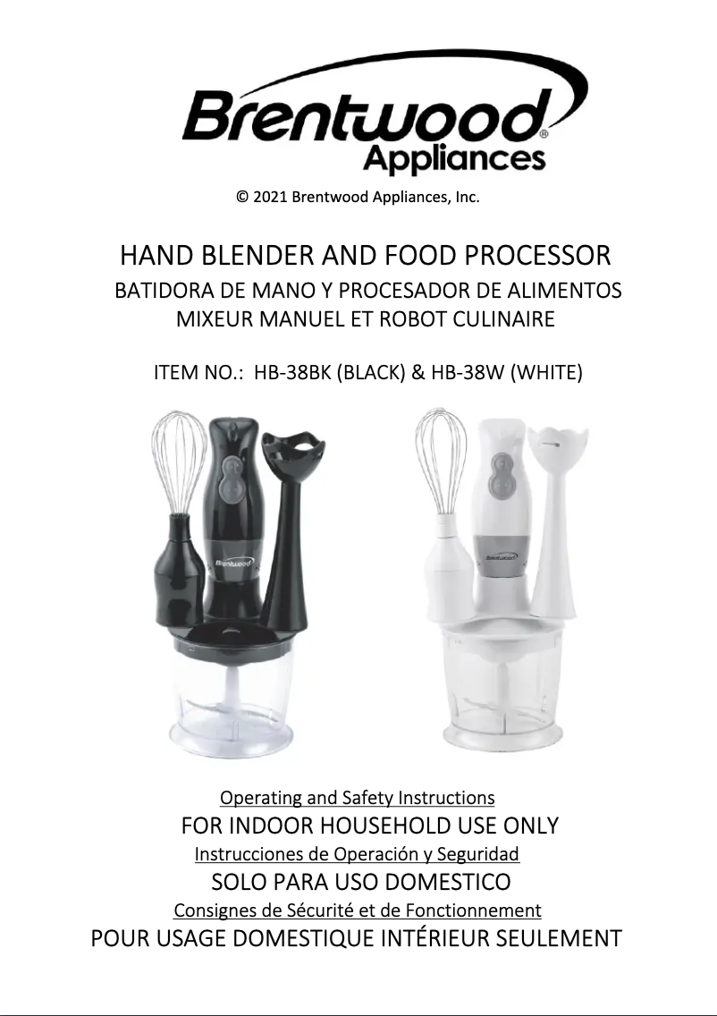 Page n°1 - Manuel utilisateur Brentwood HB-38BK