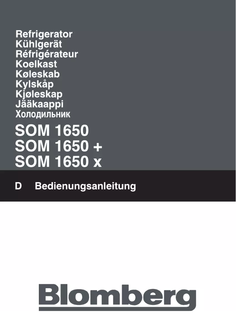Page n°1 - Manuel utilisateur Blomberg SOM 1650 X