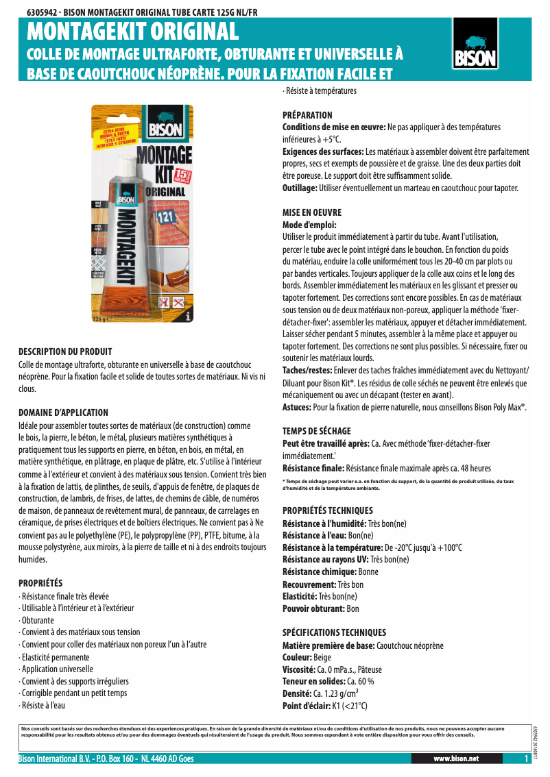 Page 1 de la notice Manuel utilisateur Bison 6305942