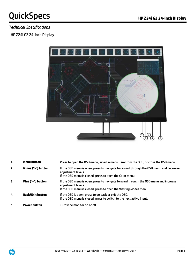 Page n°1 - Fiche technique HP Z24i G2