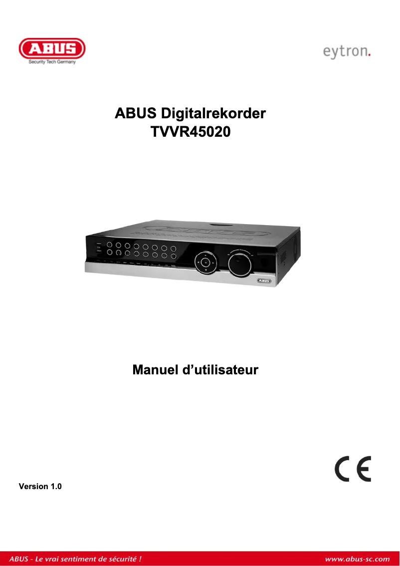 Page 1 de la notice Manuel utilisateur Abus TVVR45020