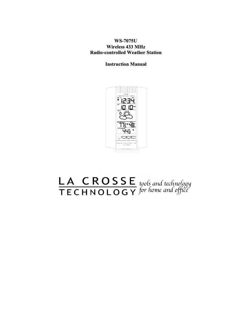 Page n°1 - Manuel utilisateur La Crosse Technology WS-7075U