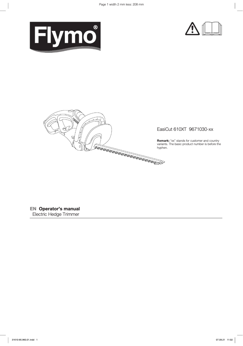 Page 1 de la notice Manuel utilisateur Flymo EasiCut 610XT