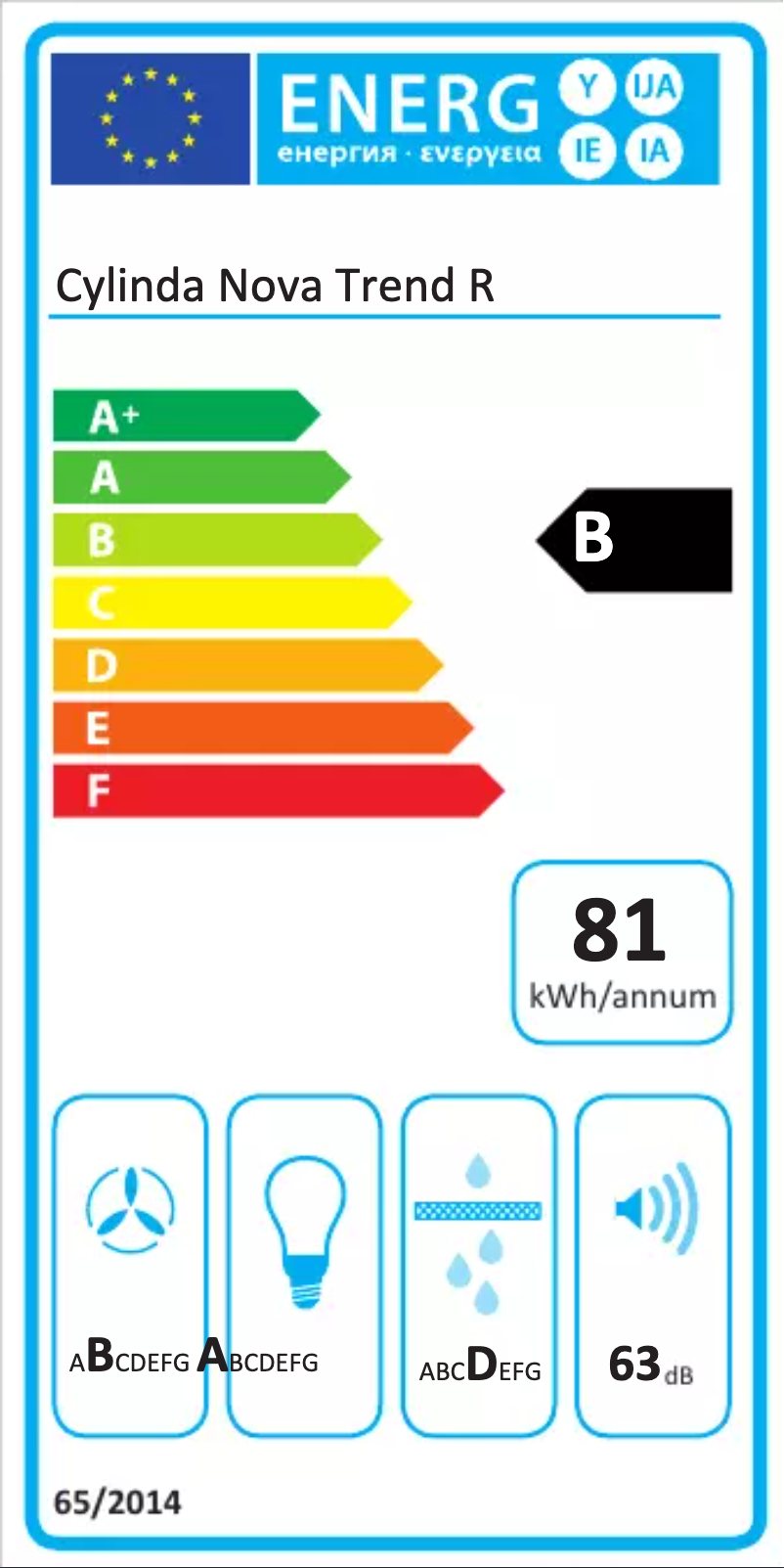 Page n°1 - Label énergétique Cylinda NOVA TREND R RF