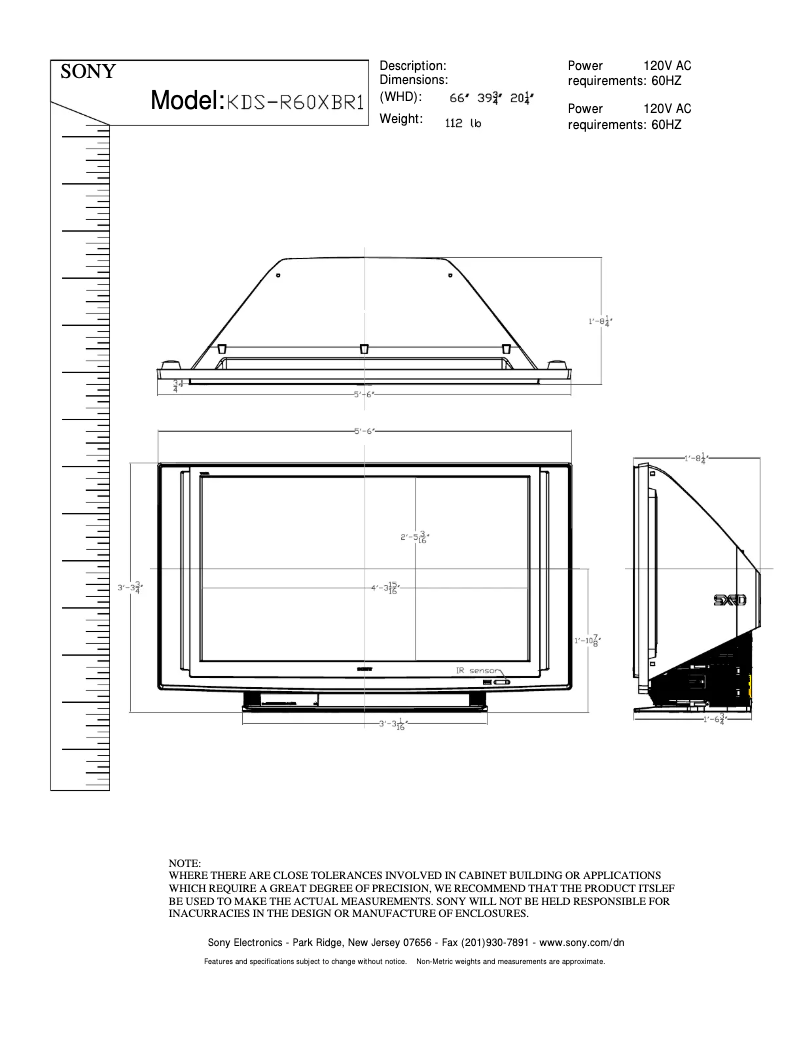 Page 1 de la notice Guide d'installation Sony KDS-R60XBR1