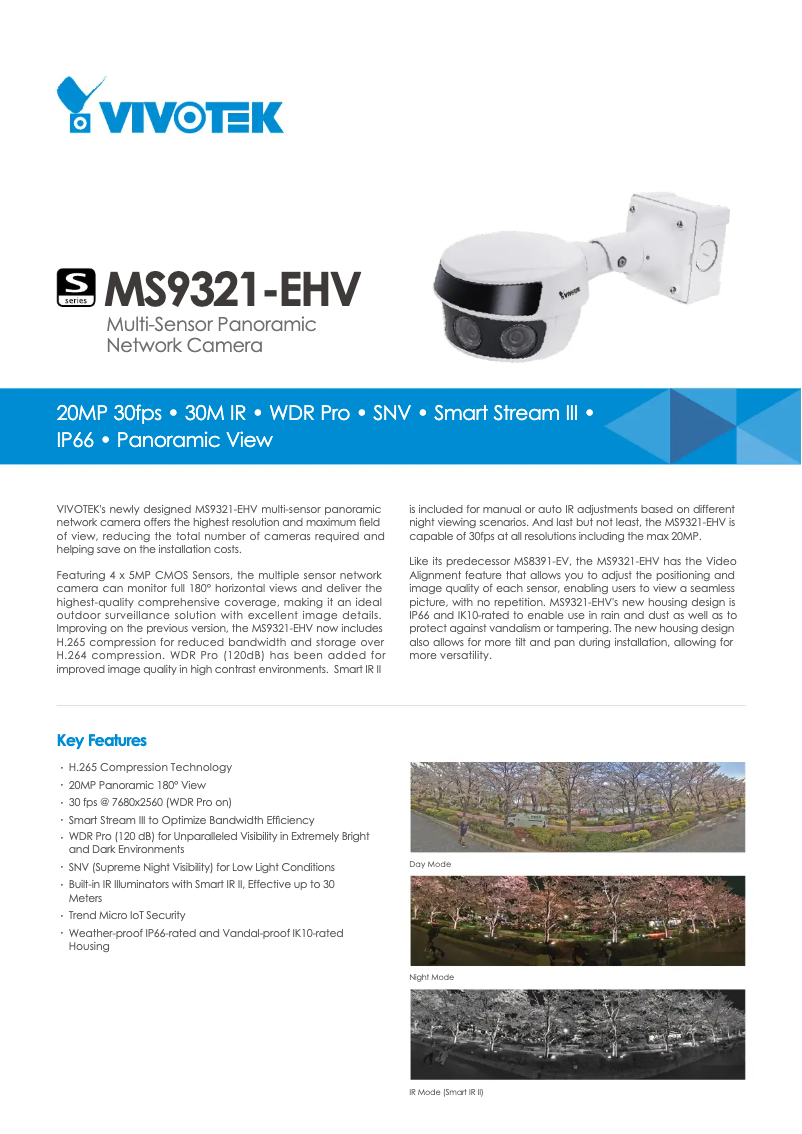 Page 1 de la notice Fiche technique Vivotek MS9321-EHV