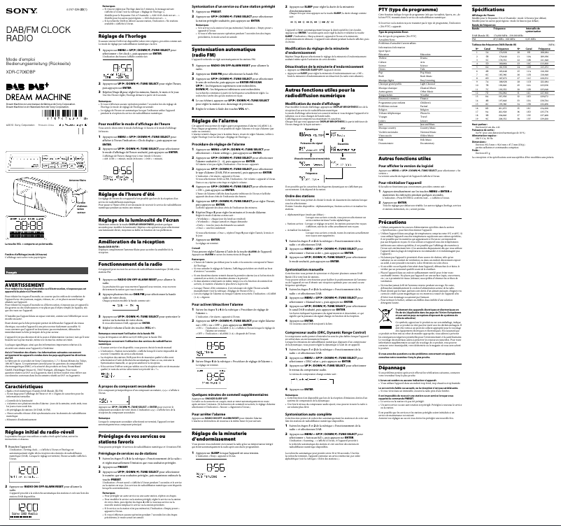 Imagen de la primera página del manual del dispositivo XDR-C706DBP