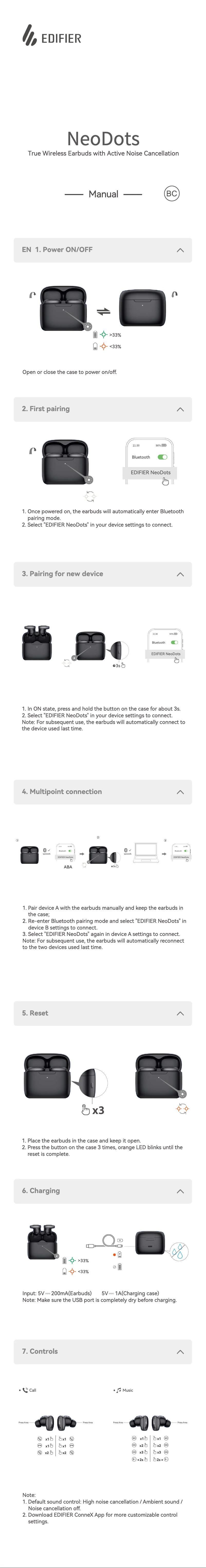 Page 1 de la notice Manuel utilisateur Edifier NeoDots