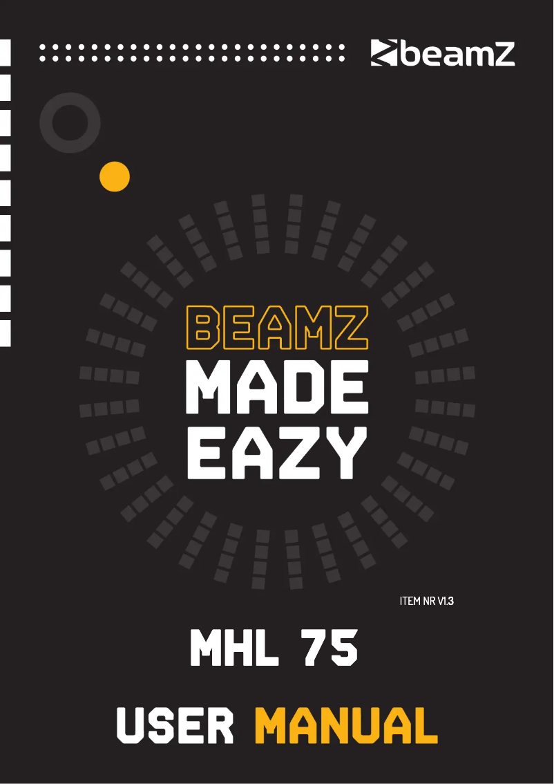 Page 1 of the manual Quick Start Guide BeamZ MHL75