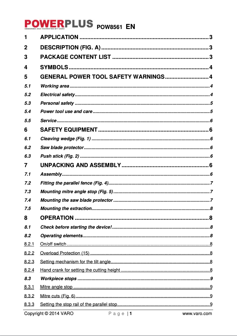 Page 1 de la notice Manuel utilisateur PowerPlus POW8561