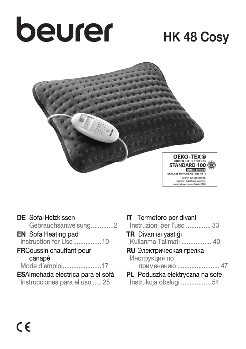 Page n°1 - Manuel utilisateur Beurer HK 48 Sofa