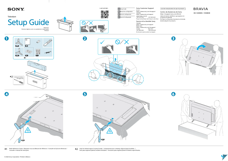 Page 1 de la notice Guide d'installation Sony KD-43X80K