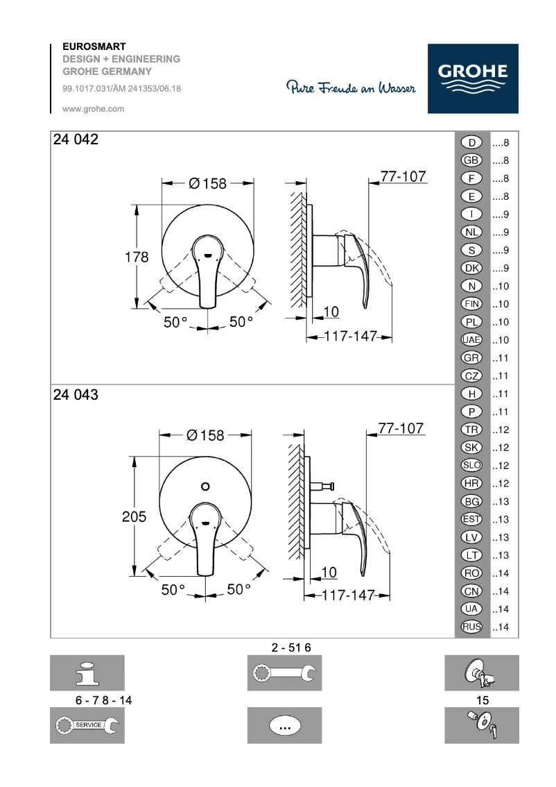 Page 1 de la notice Manuel utilisateur Grohe Eurosmart