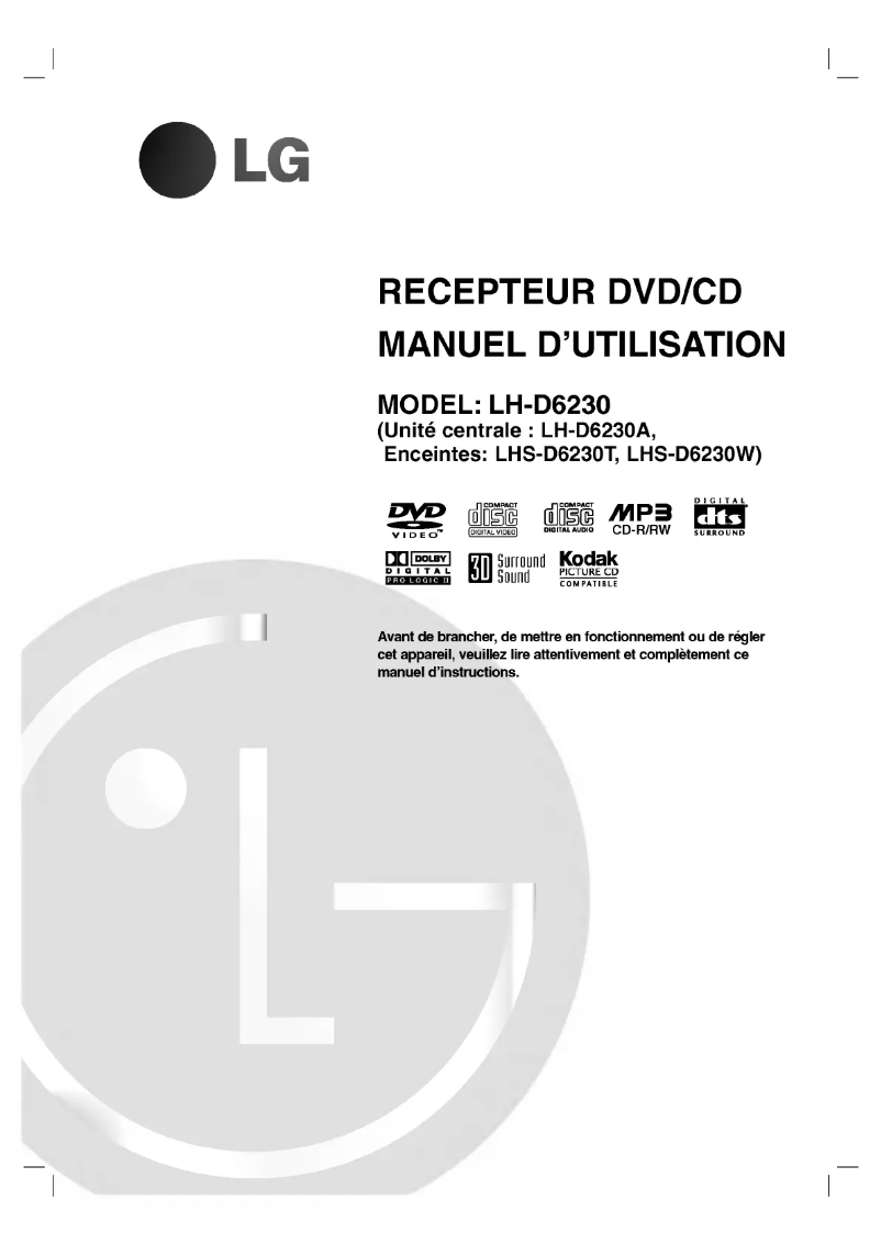 Page 1 de la notice Manuel utilisateur LG LH-D6230A