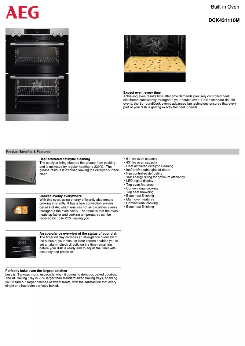 Página 1 del manual Ficha técnica AEG DCK431110M