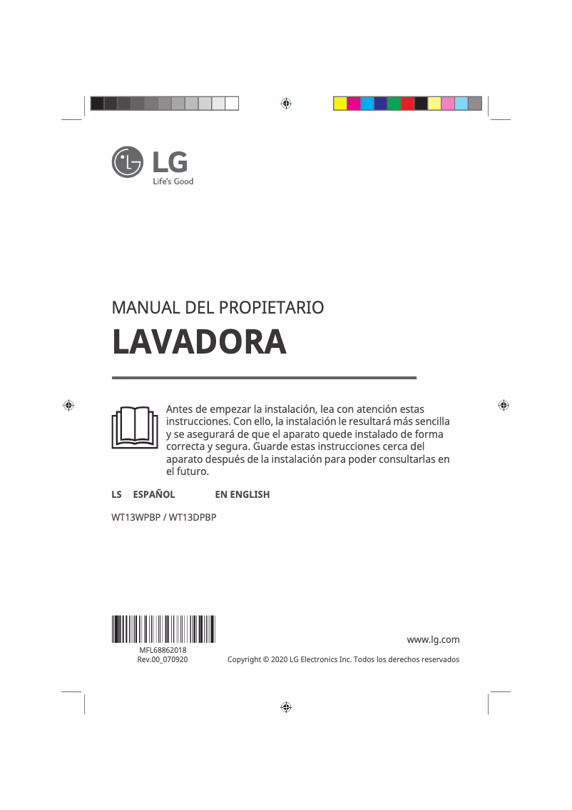 Page 1 de la notice Manuel utilisateur LG WT13DPBP