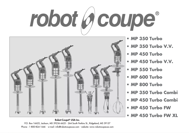 Page n°1 - Manuel utilisateur Robot Coupe MP 450 Turbo Combi